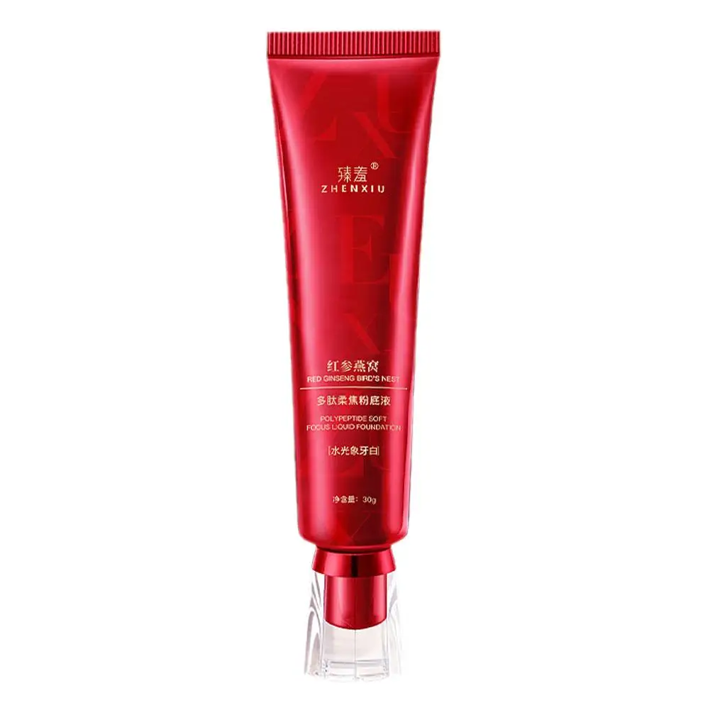 Crema de maquillaje nutritiva para la piel, base roja líquida de Ginseng, Nido de Pájaro, corrector polipéptido, Cosméticos BB, G7B8, 30g