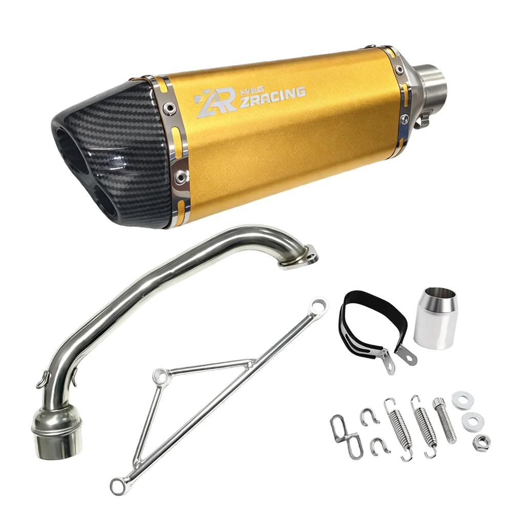 51MM Motorcycle Exhaust Connect Header Pipe Stainless Steel With Silver Bracket For RS100 GY6 125CC Scooter