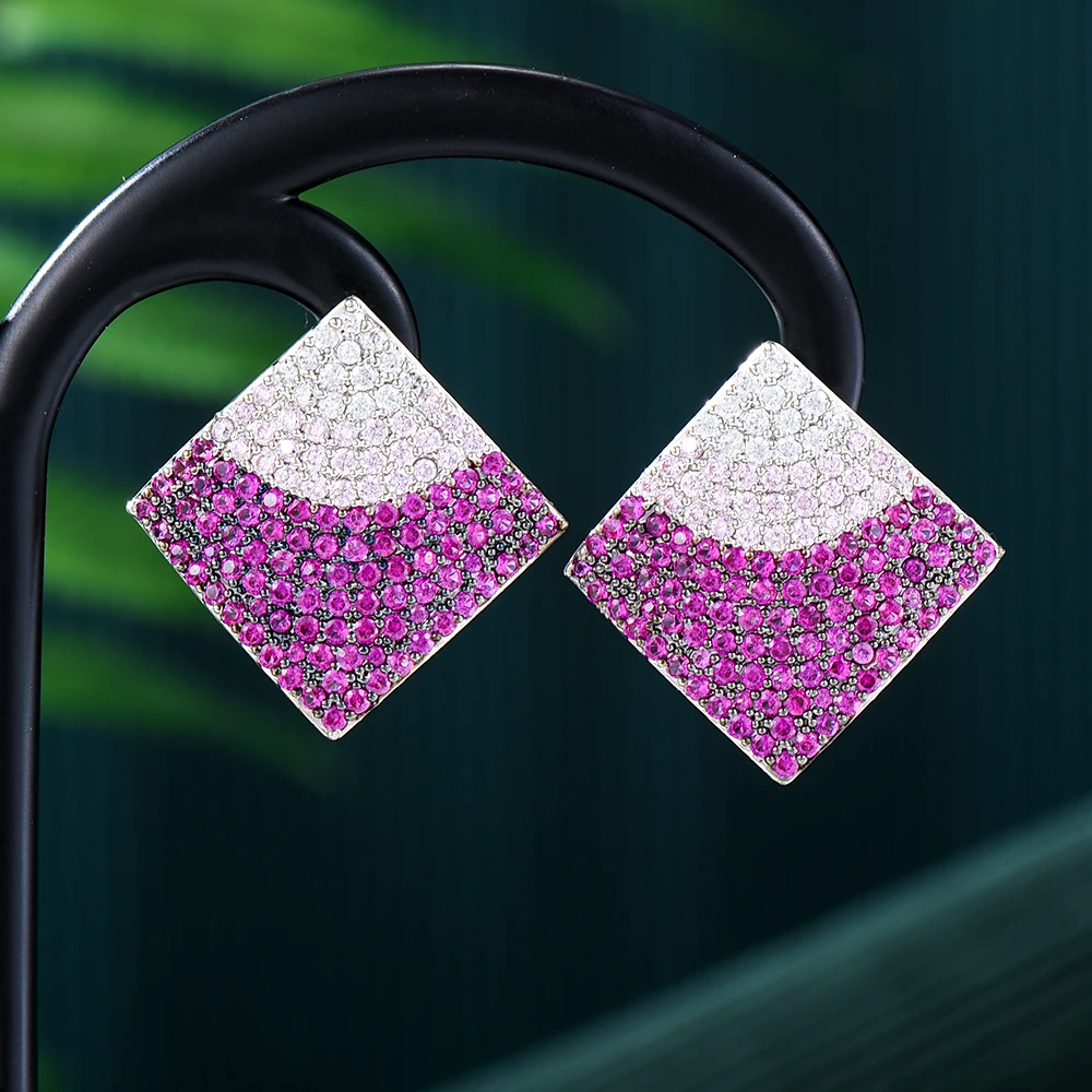 

Missvikki Luxury Square Stud Earrings Shiny Cubic Zircon High Quality For Bridal Wedding Party Accessories New Fashion