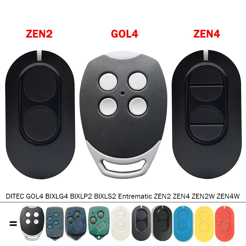 

DITEC GOL4 BIXLS2 BIXLP2 BIXLG4 Entrematic ZEN2 ZEN4 ZEN2W ZEN4W Garage Door Remote Control 433.92MHz Rolling Code Transmitter