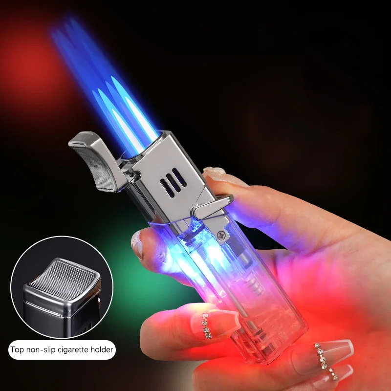 Creative Four Fire Direct Blue Flame Gas Lighter Super Firepower Portable Cigar Special Small Spray Gun Lighter