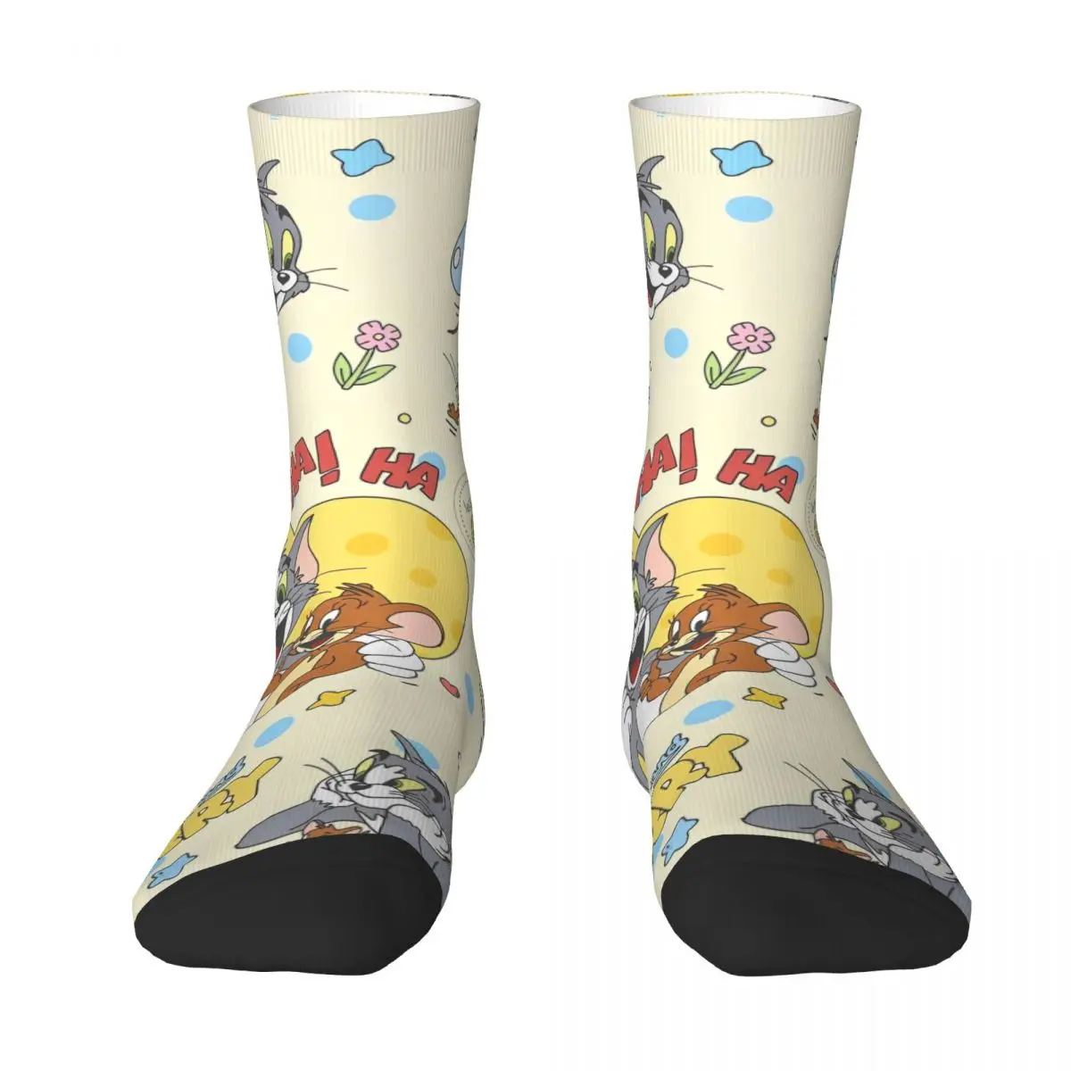 Cartoon Tom And Jerry Printed Socks Winter Stockings Kawaii Men's High Quality Socks Pattern Climbing Non Skid Socks