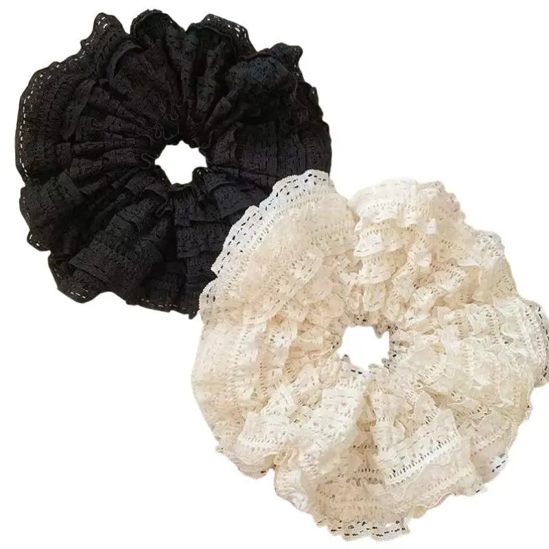 أنيقة الفرنسية الدانتيل واسعة Scrunchie رباط شعر للنساء الفتيات الشعر ربط الفرقة رئيس حبل الحلو حلية شعر موضة إكسسوارات الشعر