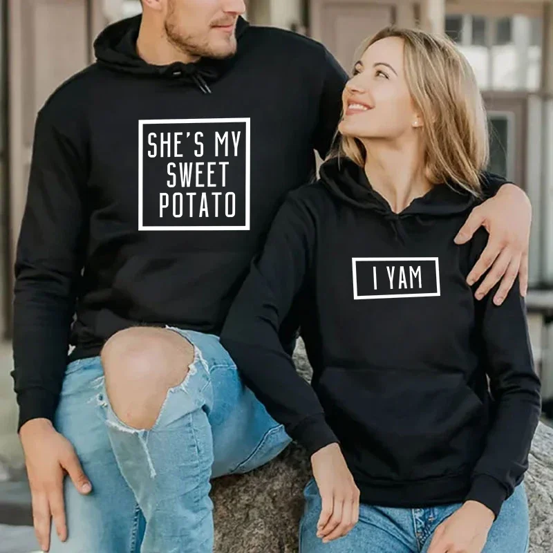 

Matching Couple Sweatshirt SHE’S MY SWEET POTATO I YAM Universal Couples Loose Honeymoon Long Sleeve Hoodie Trendy Casual Hoodie