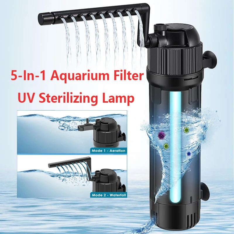 Filtro de vasilha UV para aquário, bomba de tanque de peixes, controle de temporização inteligente, esterilização, bombas de oxigênio de ar