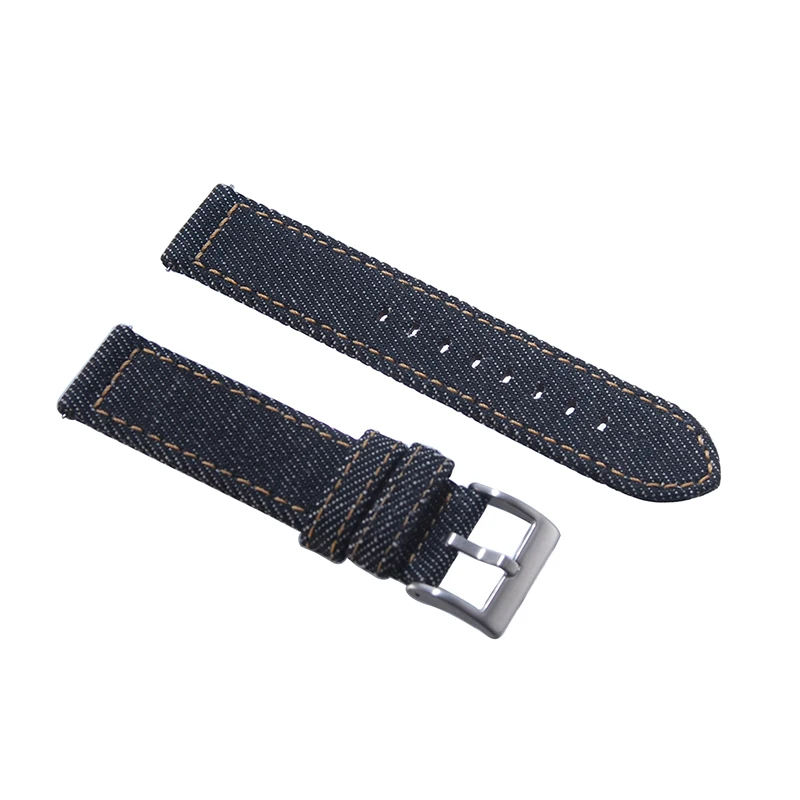 22mm Denim mens Quick Release watch strap black vintage canvas cotton  Jeans Denim watchbands