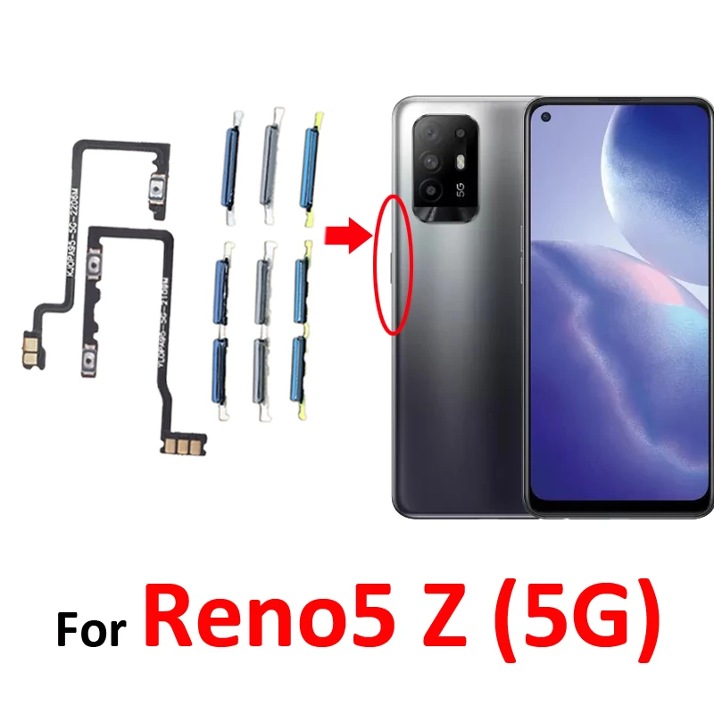 For Oppo Reno 5Z 5G CPH2211 Phone New Power Volume Button External On Off Up Down Key Internal Flex Cable Repair Parts