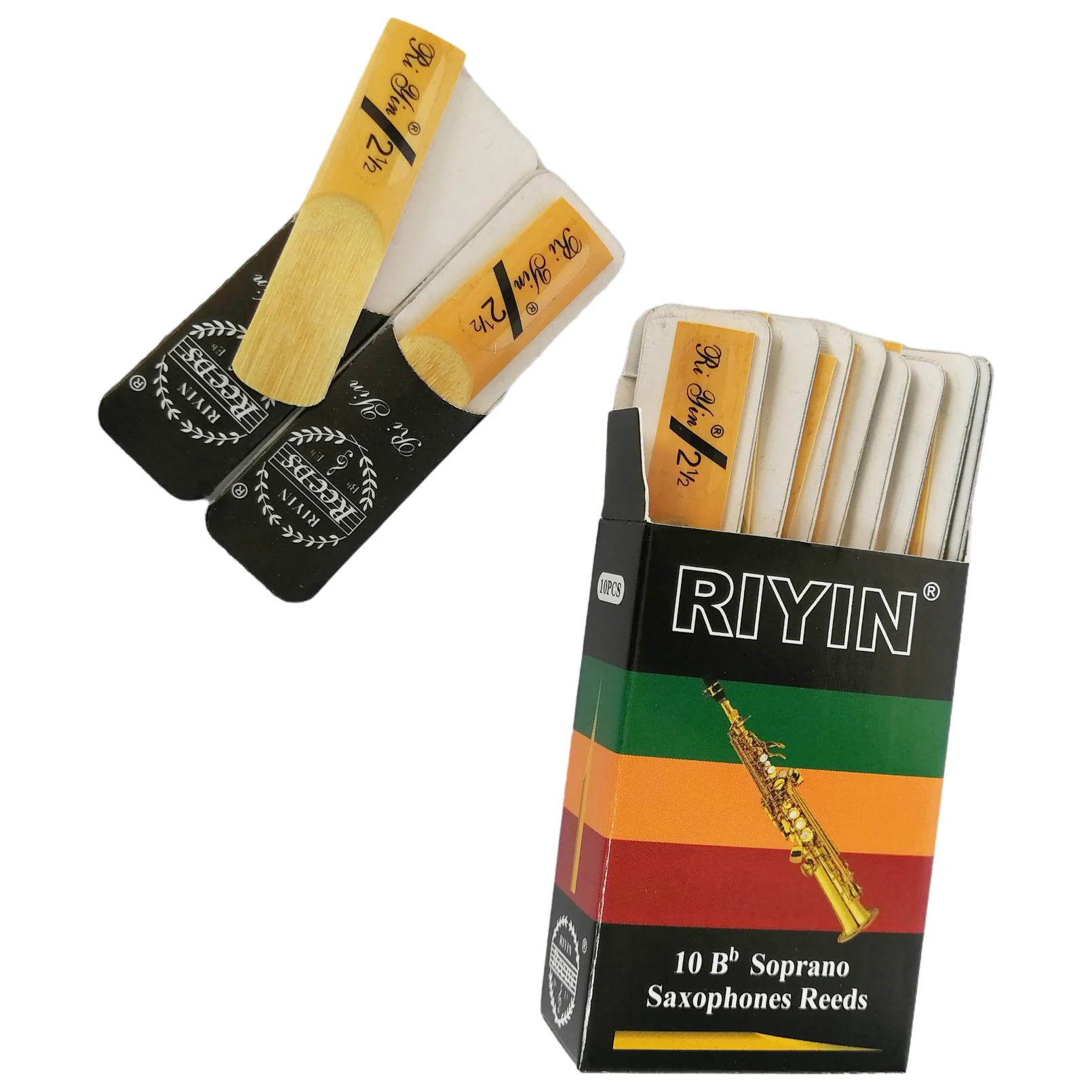 RIYIN 10 stücke Sopran Saxophon Schilf Festigkeit 1,5 2,0 2,5 3,0 Bb Ton Sax Instrument Reed für Anfänger Bläser Instrument teile