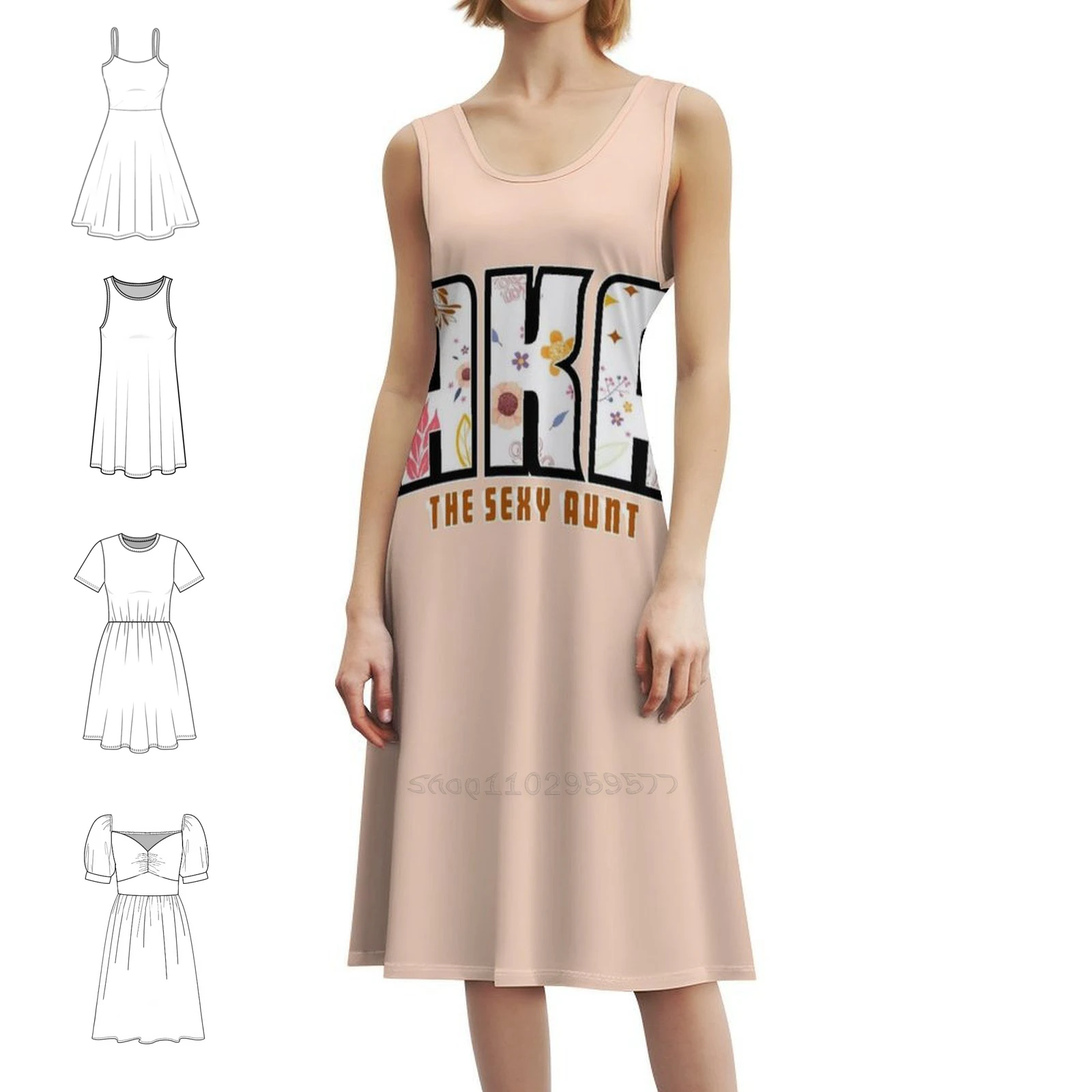 Aka The Sexy Aunt فستان بوهيمي بدون أكمام متعدد الطباعة فستان حفلات عطلة الشاطئ Aka معروف أيضًا كامرأة مثيرة للعمة المثيرة