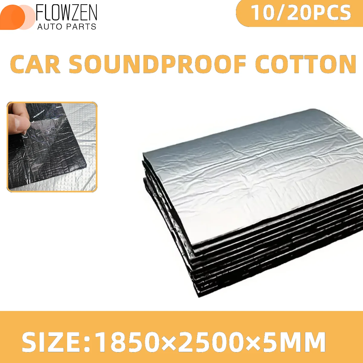 Algodão à prova de som para carro, 10/20 peças, premium, espesso, absorção de choque, redução de ruído, durável, à prova d'água, isolamento térmico, acessório automotivo