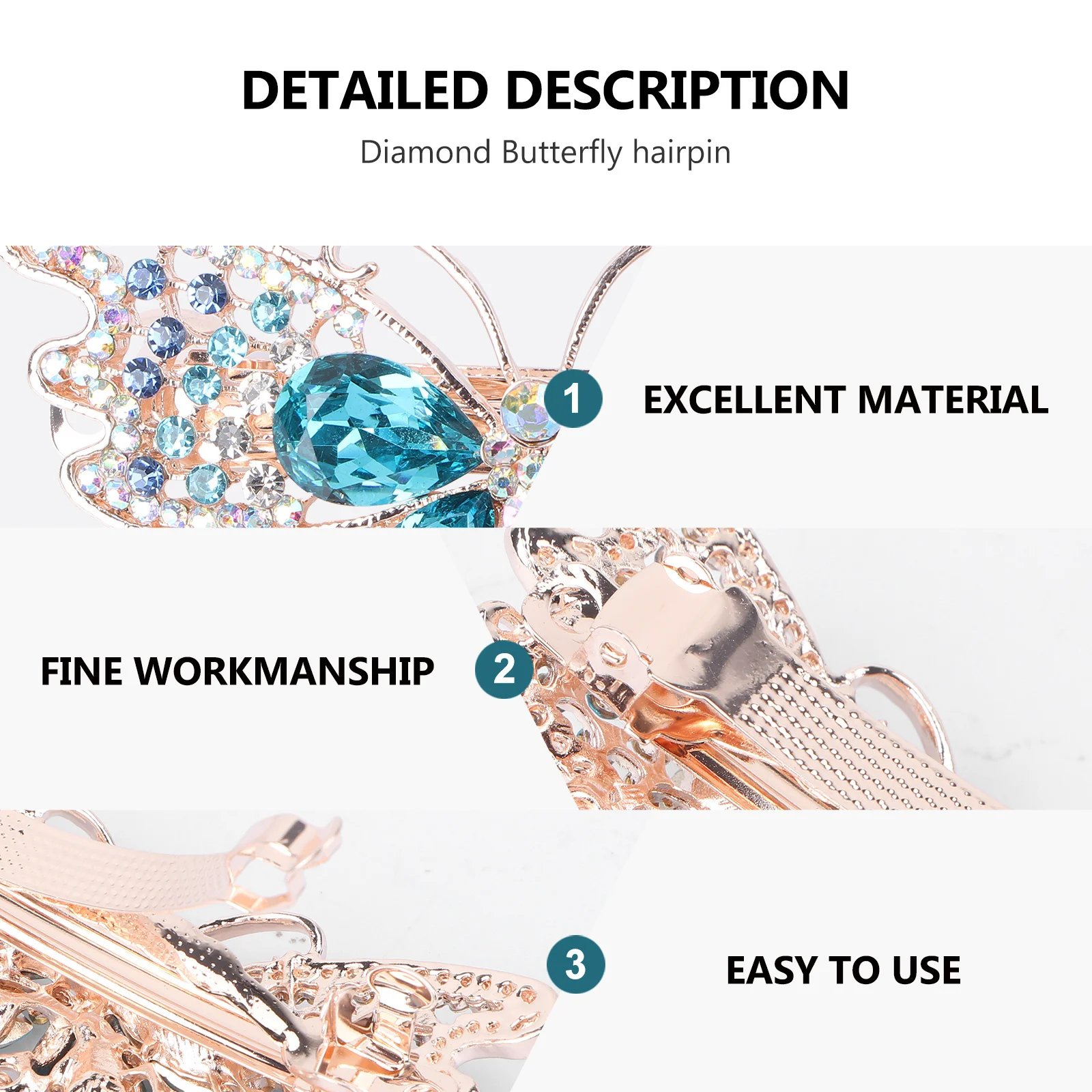 

2 шт., заколки с кристаллами, аксессуары для волос со стразами, простой дизайн, легкие, прочные, женские держатели для хвостиков, повседневная жизнь, праздник