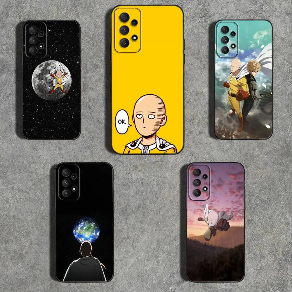 

One P-Punch Man Saitama Phone Case For Samsung Galaxy A73,31,32,72,41,53,52,71,22,5G,Note,J7,8,9 Soft Black Cover