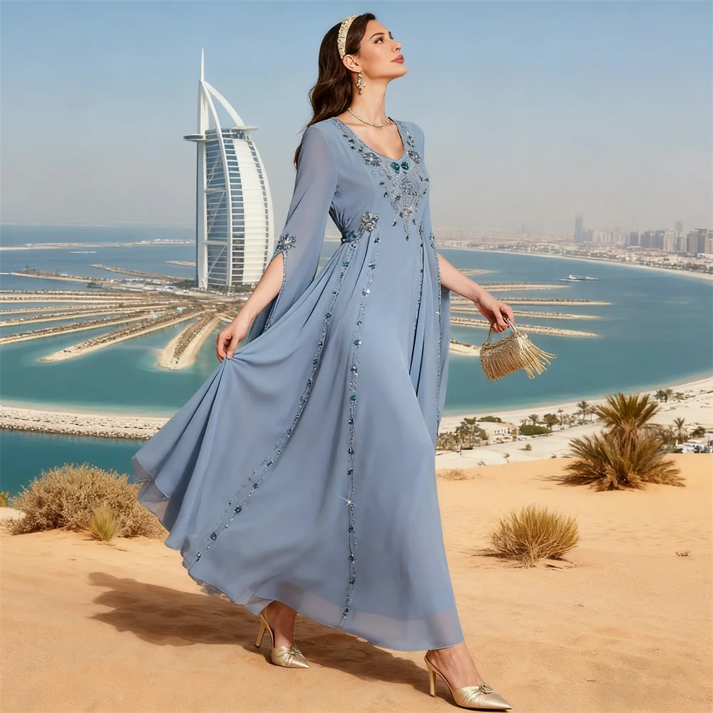 

Ramadan Diamonds Abaya Dubai Kaftan Women Muslim Maxi Dress Femme Musulmane Vestidos Eid Djellaba Kebaya Caftan Marocain Robe
