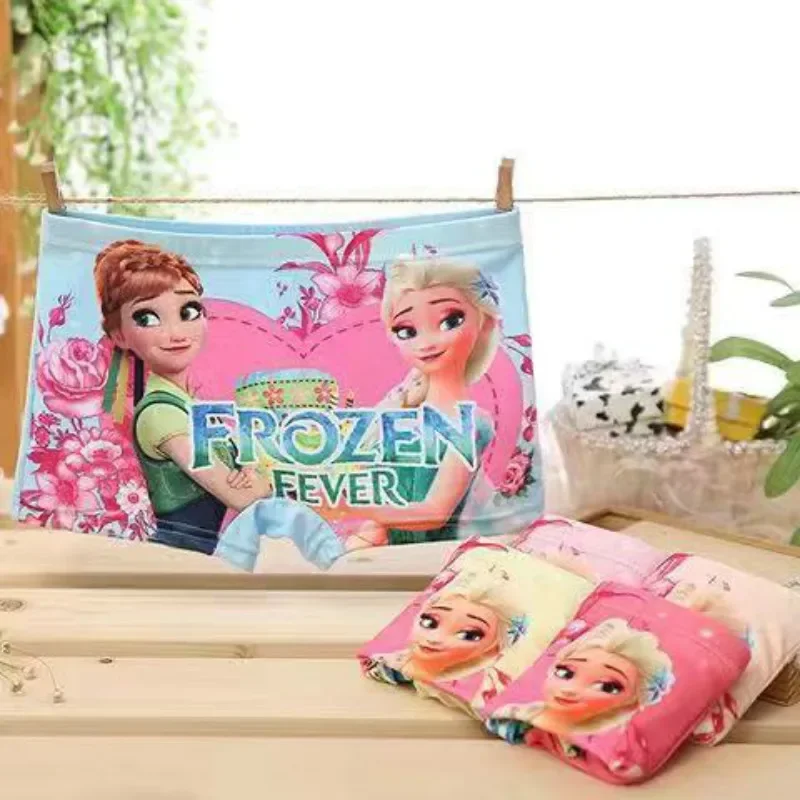 4 unids/lote de ropa interior para niños y niñas, bonita princesa de dibujos animados Frozen Anna Elsa Spiderman, calzoncillos de sirena para niños, bragas suaves para niños