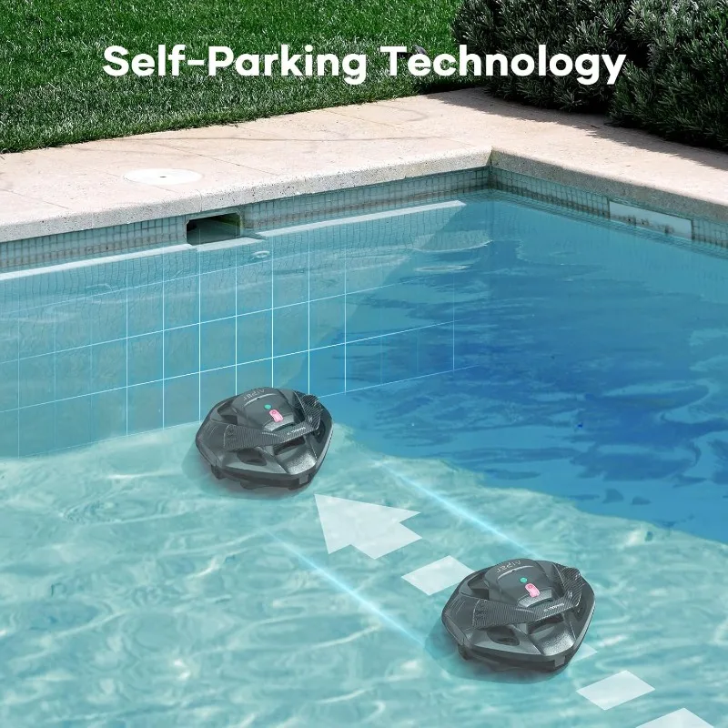 AIPER Cordless Robotic Pool Vacuum, Self-Parking Technology, Portable, Ideal for Above-Ground Flat Pool up to 40 Feet, Grey