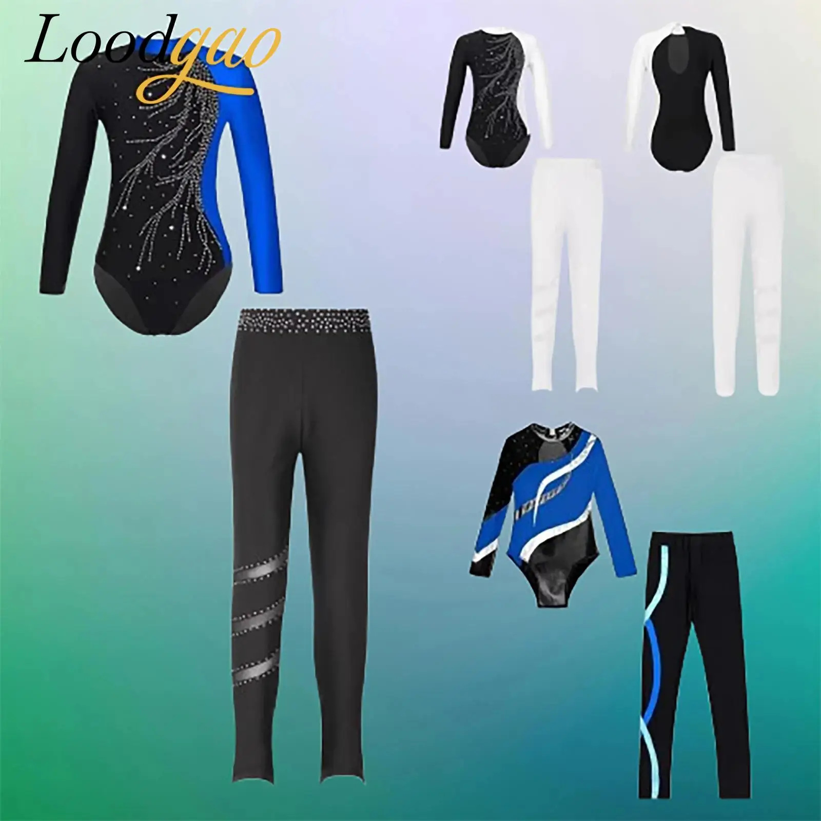 Girls Tights Figure Skating Jumpsuit Kids Exercise Gymnastics Leotard with Leggings Yoga Performance Dancewear Ballet Outfit