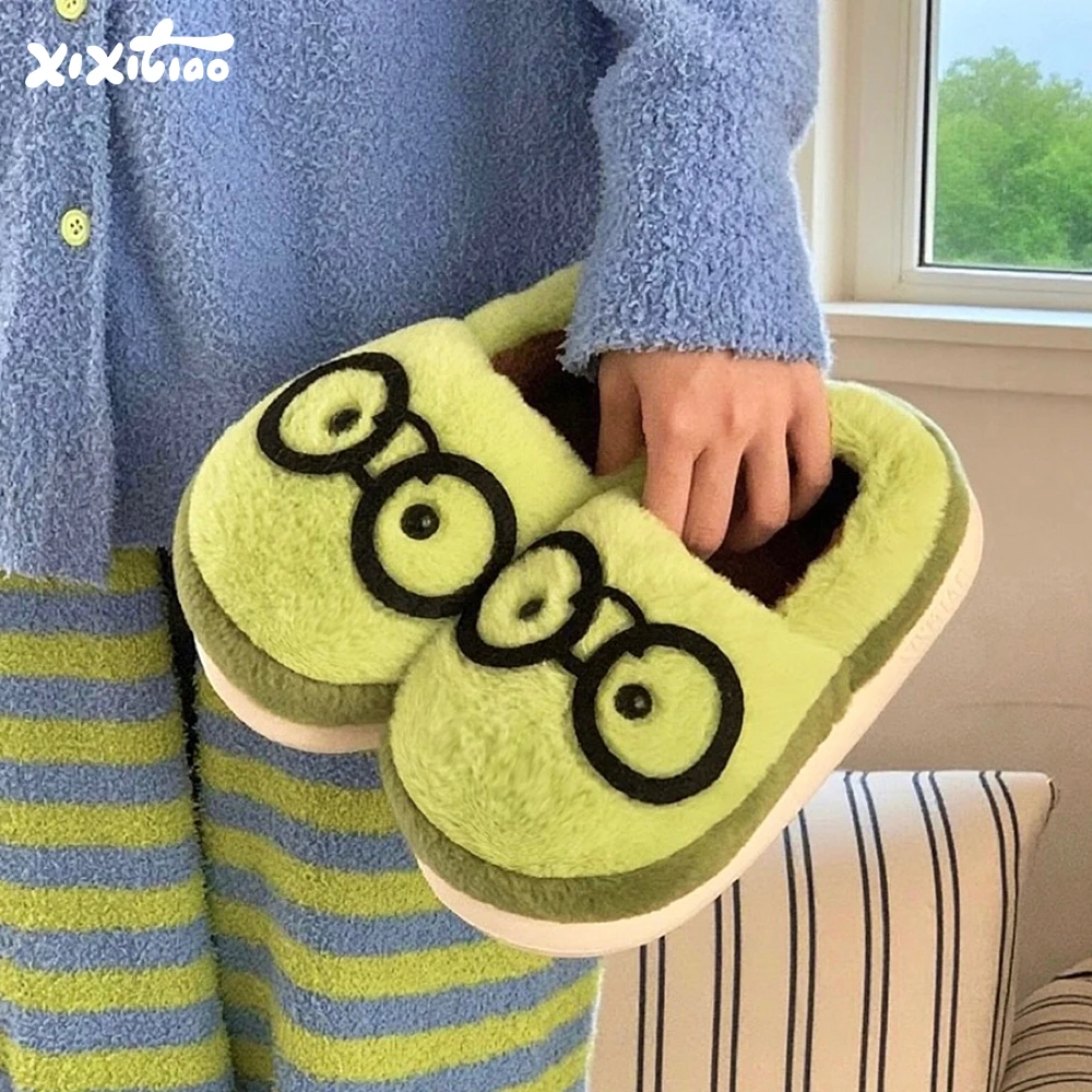 

Уютные домашние тапочки с узором авокадо для мужчин и женщин, теплые, пушистые, с высоким верхом, противоскользящие, зимние, хлопковые.