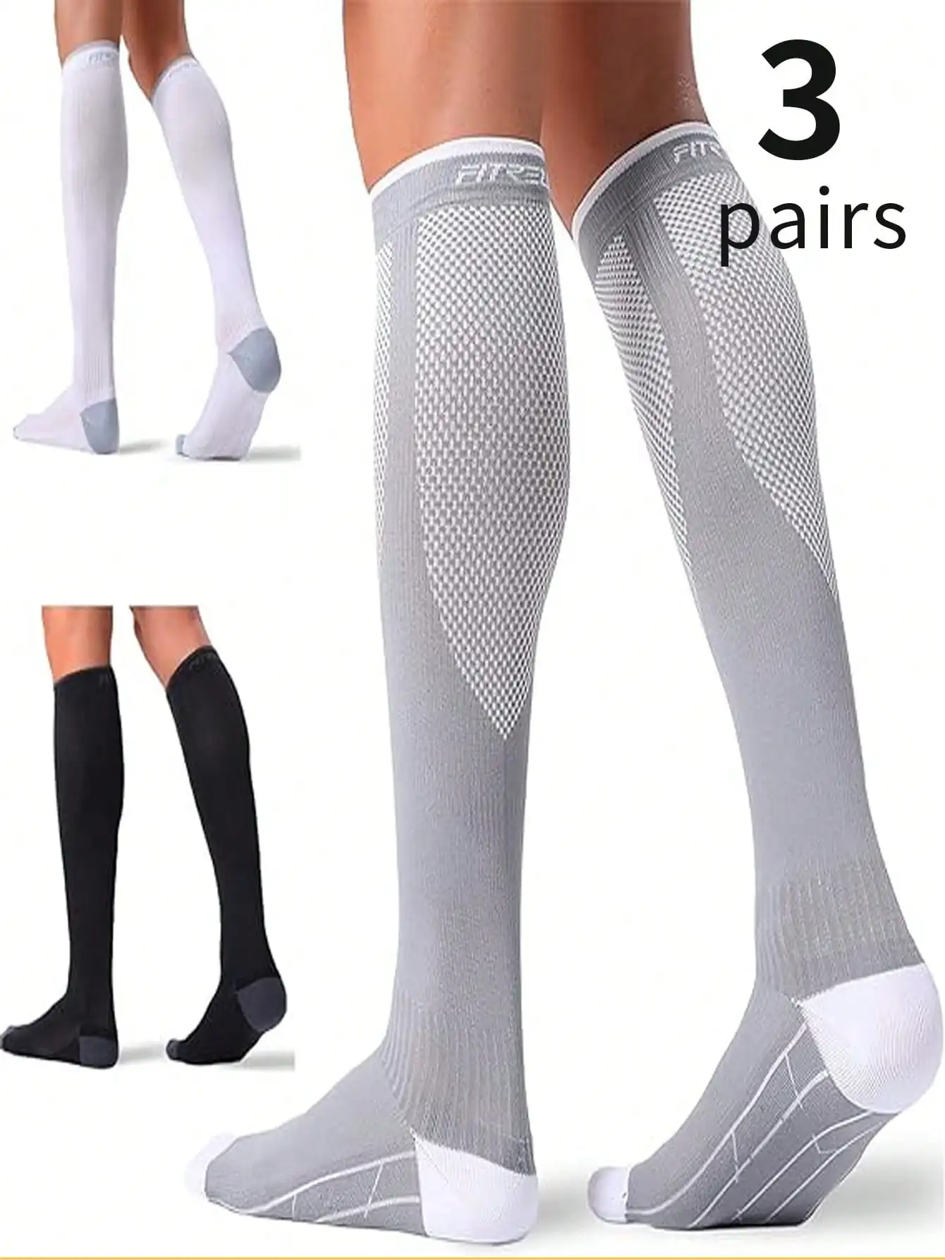 Носки компрессионные эластичные для бега, 3 пары