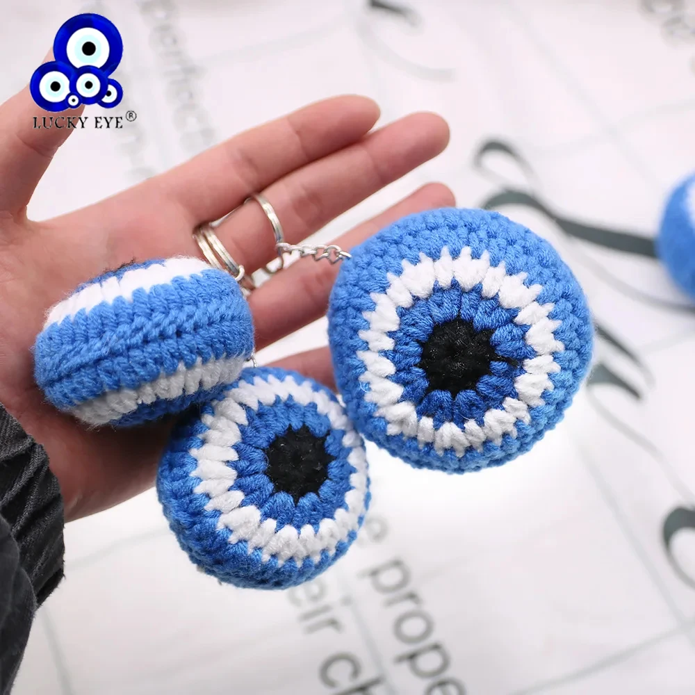 Lucky Eye gewebtes Seil Haarball Schlüssel bund türkisch bösen Blick Charms Schlüssel anhänger Tasche Auto Schlüssel ring für Frauen Männer Modeschmuck