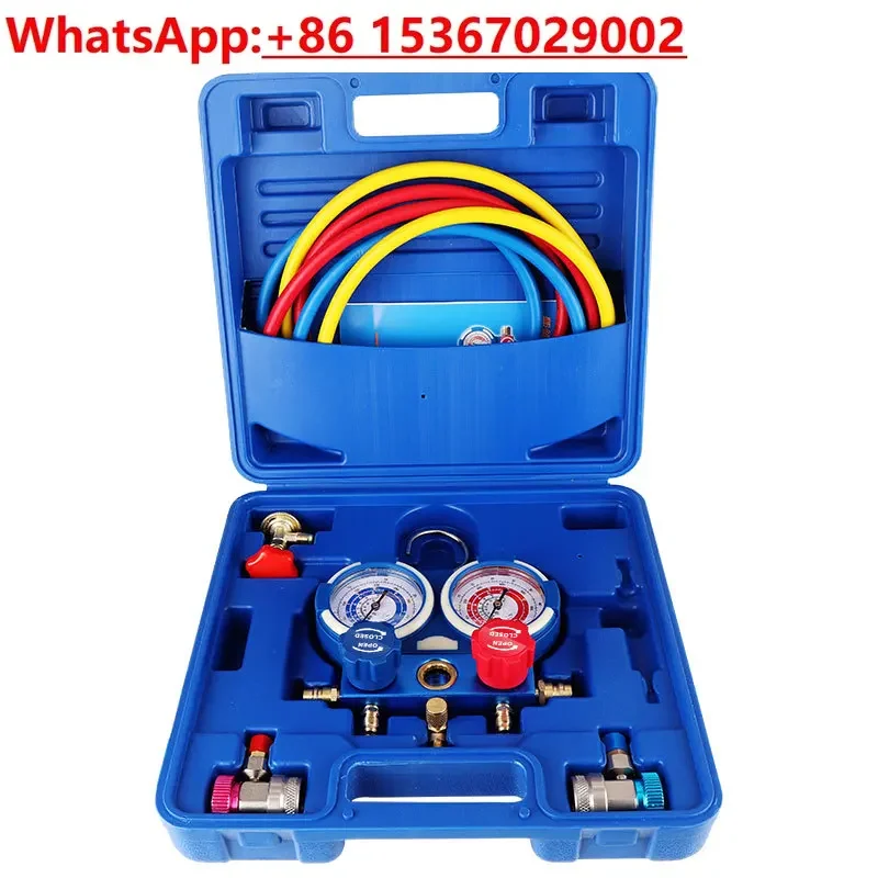 Refrigerant double meter (plastic box set), automotive air conditioner fluoride tool set