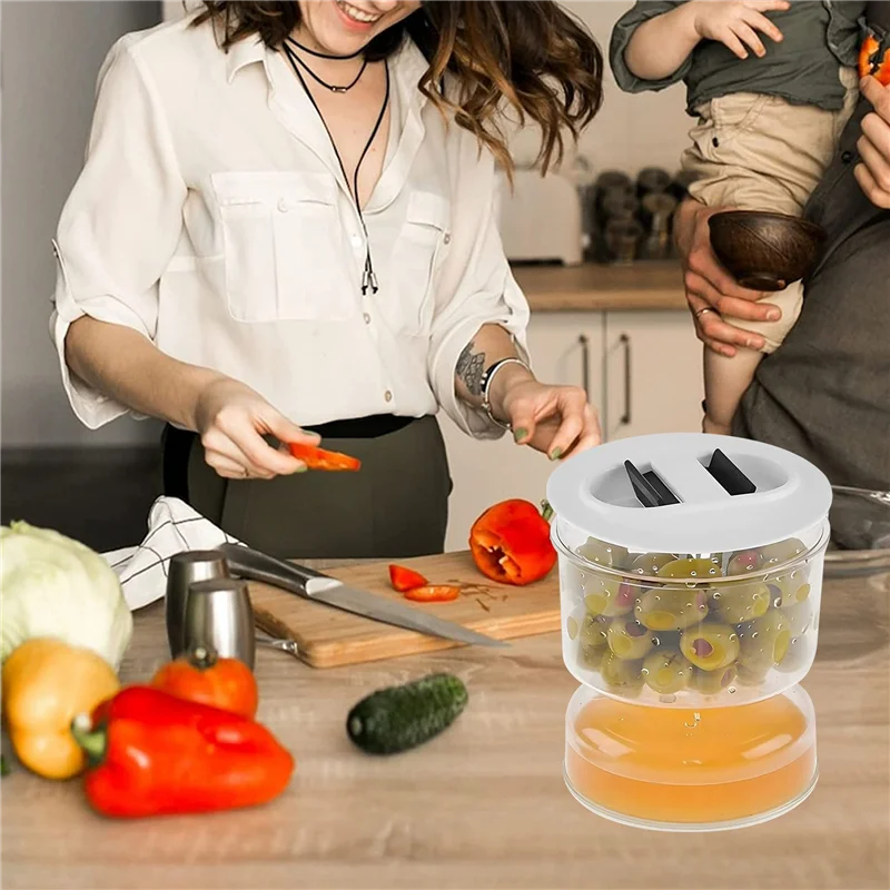 

A01F-Pickle And Olive Hourglass Jar, Pickle Flip Jar Separated From Wet And Dry, Pickle Jar With Strainer Flip, Separator