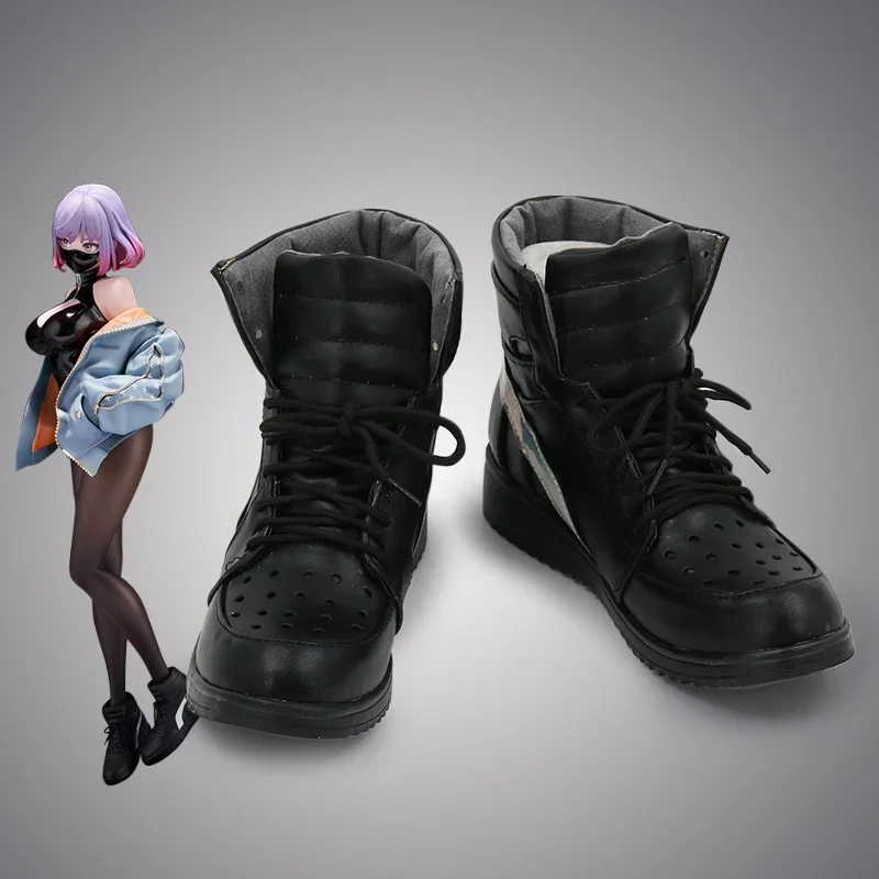 Luna Cosplay Shoes Game Cosplay Props Black Boots Big Size Halloween Carnival PU Leather Shoes Custom Made