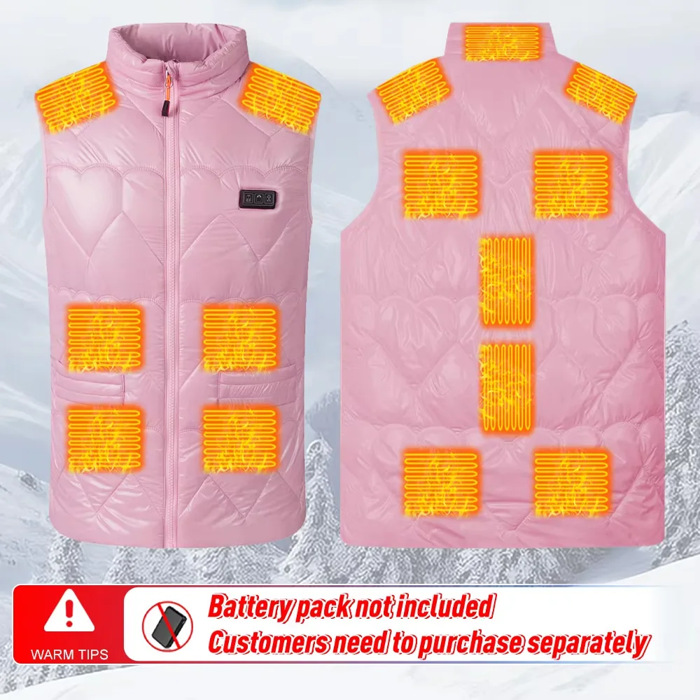 15 Zones Smart Heating Vest Adjustable Three Control Electric Thermal Warmer Coat Winter Warm Padded Sleeveless Thermal Clothes