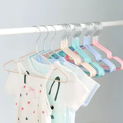 5/10/20 PCS Kids Clothes Hanger Racks Metal + PVC Plastic Candy Color Hangers Non-slip Coats Hanger Baby Clothing Organizer