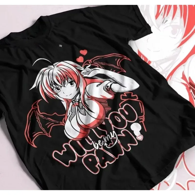 Summer Sale High School DxD Anime T-Shirt, Rias Gremory, Akeno Himejima, Issei Hyodo Graphic Tee, One Size Men's Crew Neck