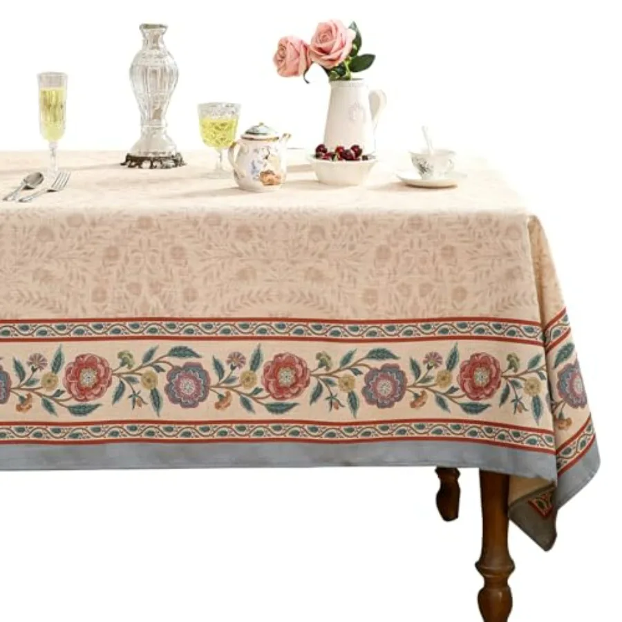 

Льняная скатерть Bge, маленькая прямоугольная, в винтажном индийском стиле, мягкая, нелиняющая, с цветочным узором, декоративное покрытие для стола для кухни D