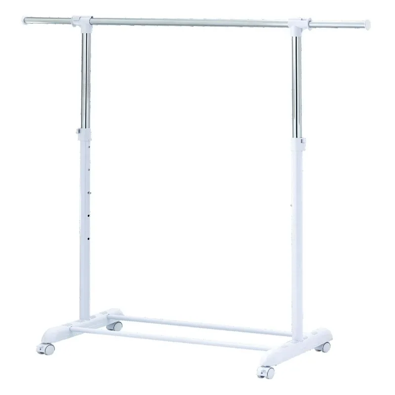 

Adjustable Metal Rolling Garment Clothes Rack, Chrome & White