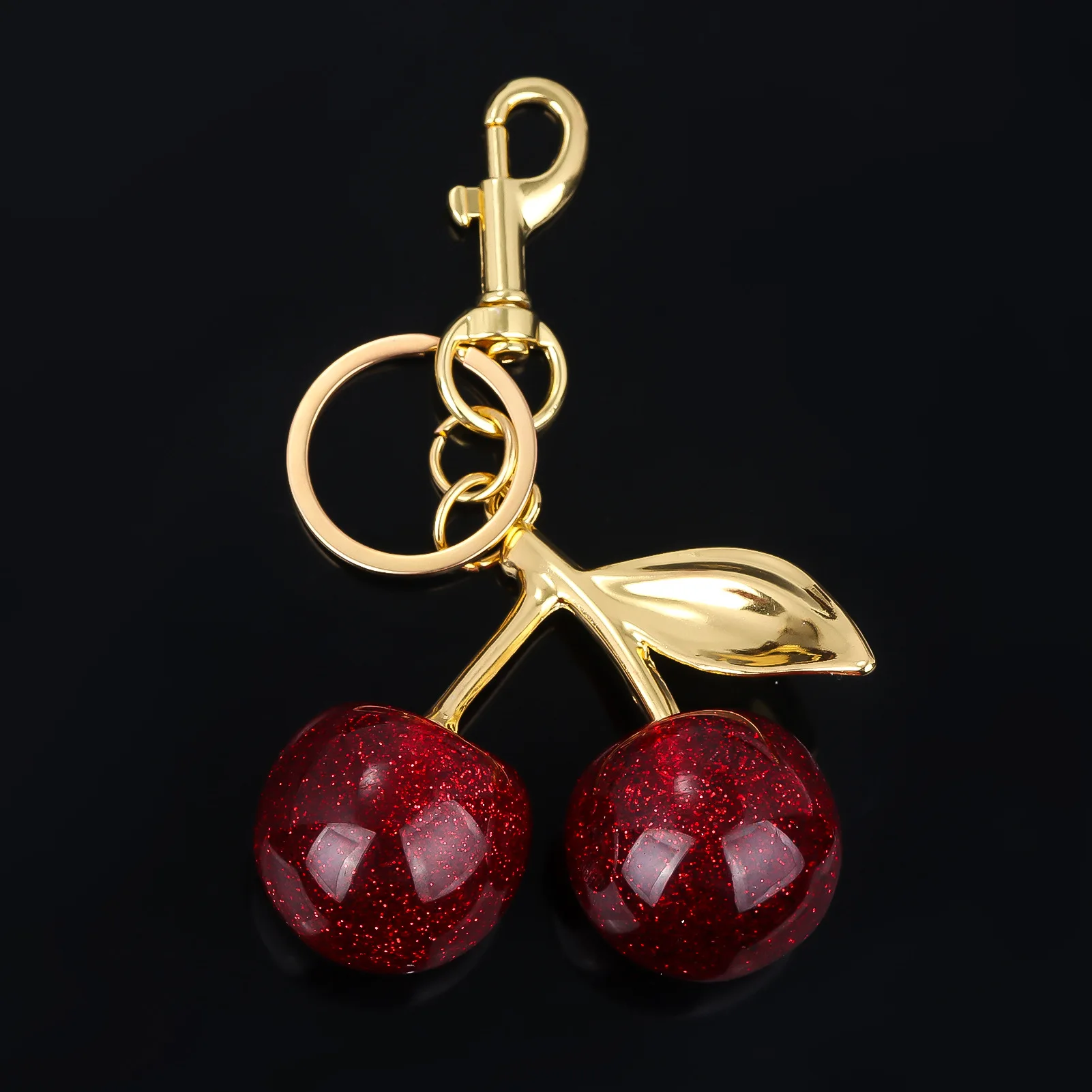 New Cherry Fruit Bag Charm Key chain Red Cherry Keyring for Elegant Women Backpack Purse Pendant Jewelry Accessories Gift