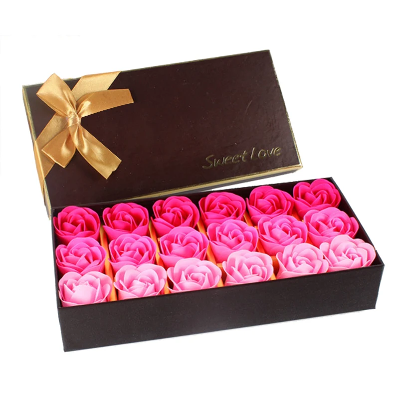 18Pcs Creative Gradient simulation rose Soap flower Rose red