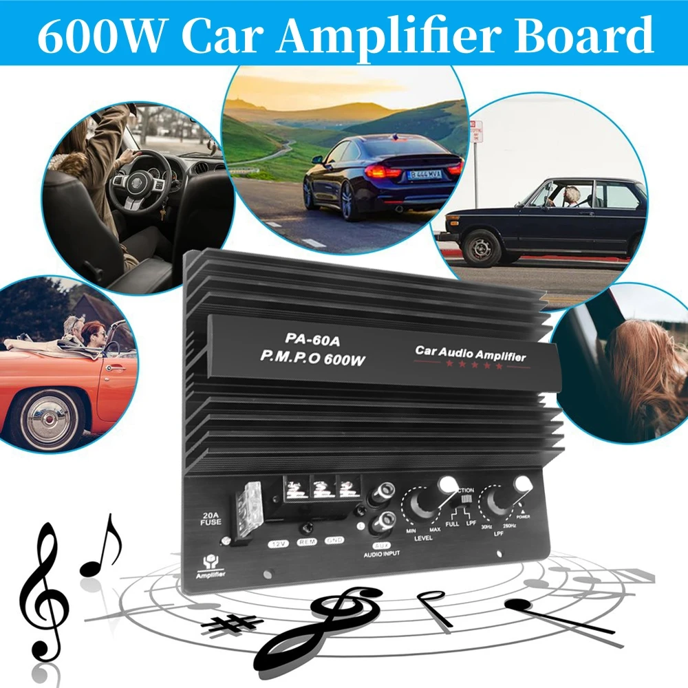 600W Car Audio Amplifier Board 12V 10A 30-280KHz for Powerful Subwoofer Speakers Player Auto High-power Car Power Amplifiers