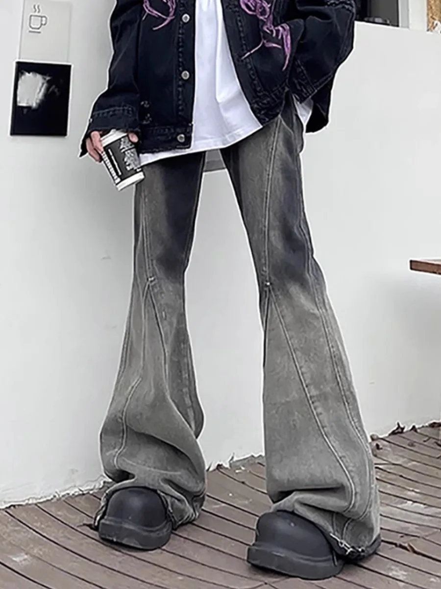 

American High Street Waed Slim Jeans Men's Wide Leg Bootcut Long Pants Casual Loose Straight Tube Jeans Youth Faion