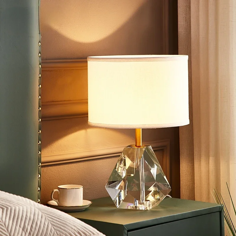 

Luxury K9 Crystal Table Lamp Post Modern Simple Bedroom Bedside Lamp