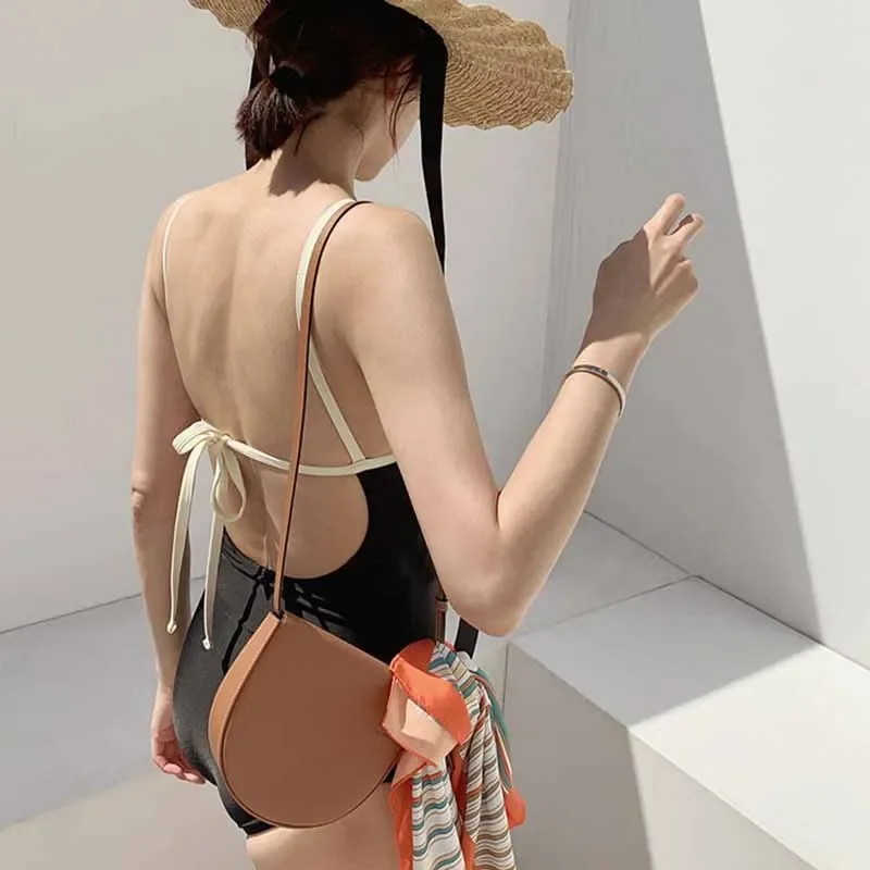 Cover-up Women Pure Color Backless V-neck Sexy Simple Basic Holiday Swimwear Female Fashion Beach Popular Soft Ins New Classic