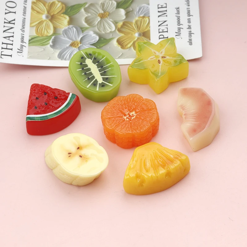 10/100pcs Resin Decor Fruit Slice Cherry Tomatoes Flat Back Resin Cabochons Scrapbooking DIY Headwear Craft Decor Accessories