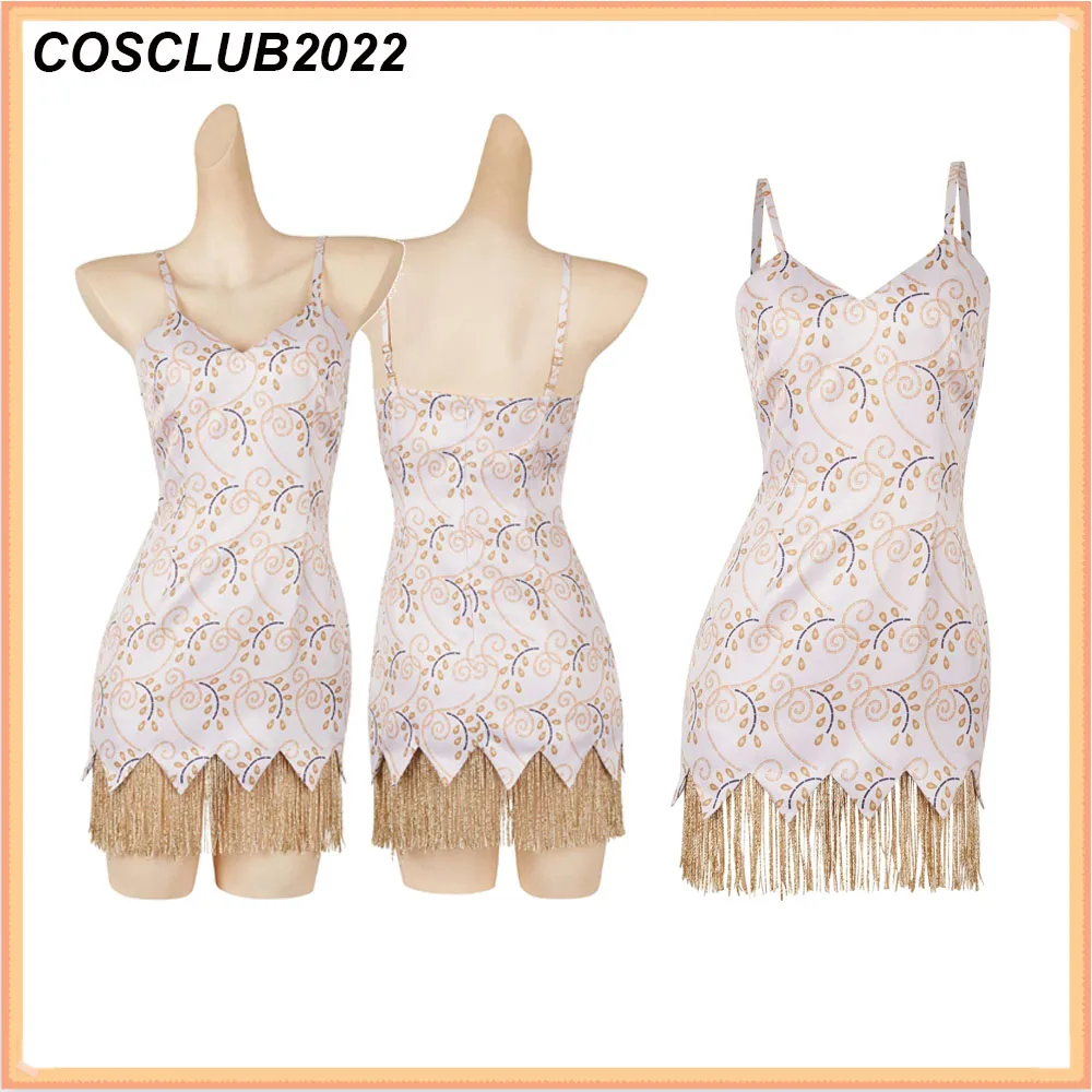 

Tina Carlyle Cosplay Sexy White Printed Dress Costume Outfits Halloween Carnival Suit The Mask Roleplay Clothes Outfits