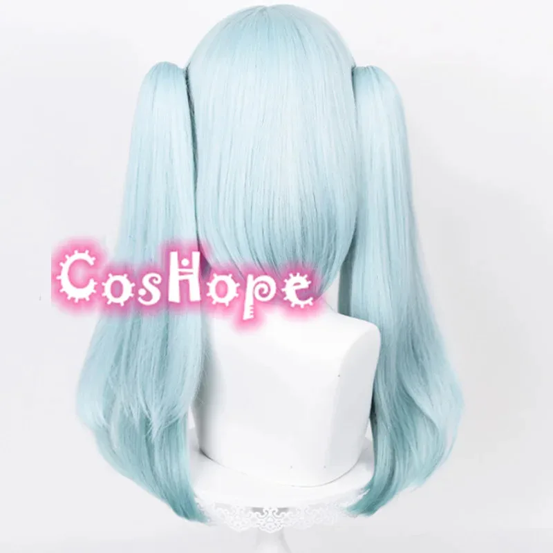 Faruzan شعر مستعار تأثيري ذيل حصان مزدوج شعر مستعار أزرق تأثيري أنيمي تأثيري الباروكات مقاومة للحرارة بيروكات صناعية