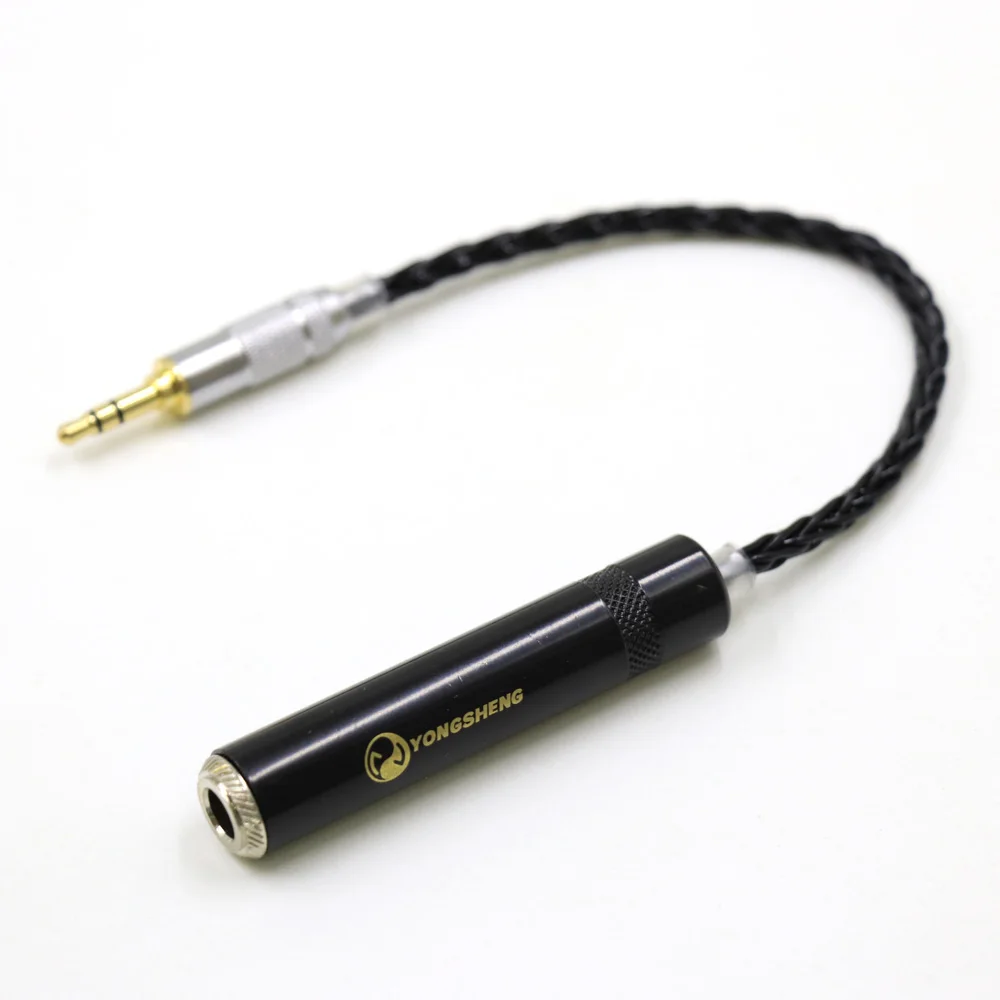 Nuevo Chapado en plata 3,5mm 3 polos estéreo macho a 6,35mm TRS 3 polos hembra Cable adaptador de Audio 3,5 a 6,5 Cable conector