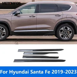 For Hyundai Santa Fe 2019-2021 2022 2023 Carbon Fiber Door Side Strip Body Skirt Molding Trim Sticker Accessories Car Styling