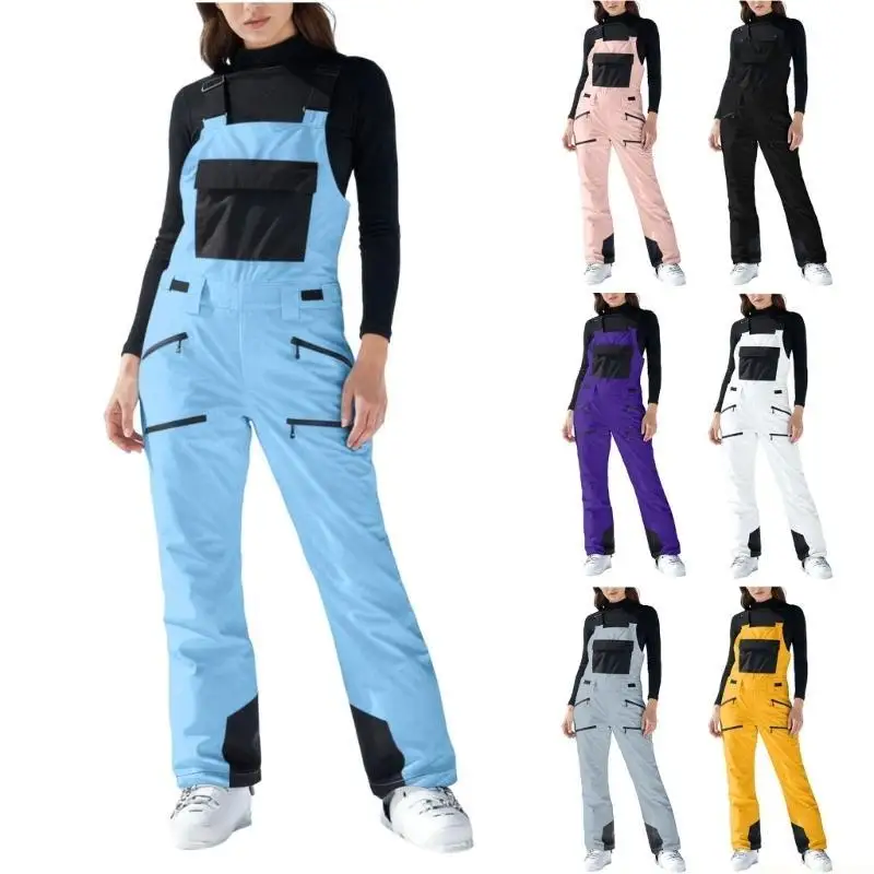 

31BF женские лыжные штаны, лыжные нагрудники, утепленный комбинезон для сноуборда, водонепроницаемые уличные зимние штаны,