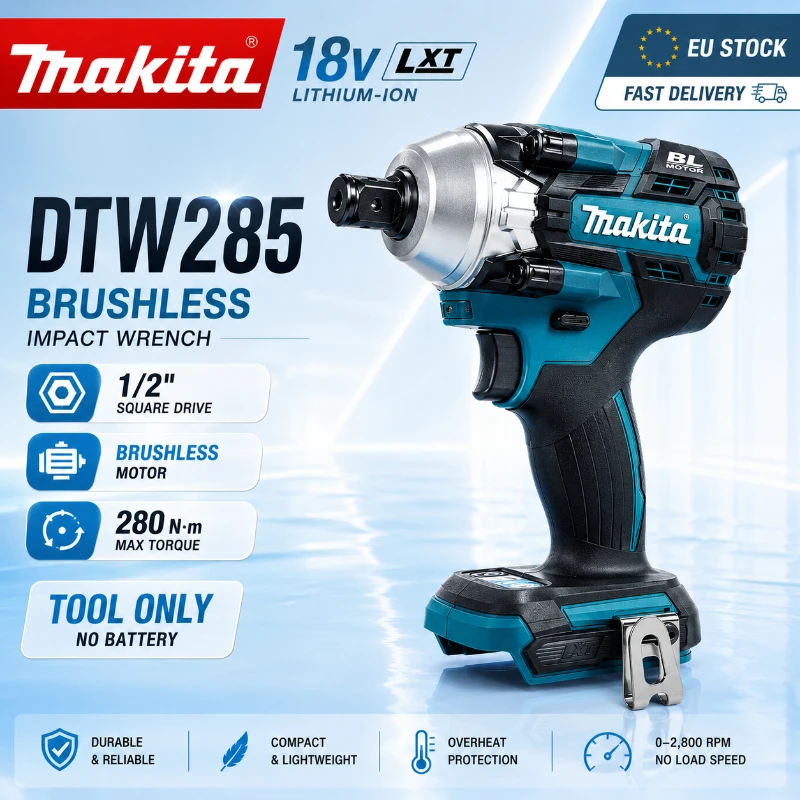 Makita DTW285Z Akku-Schlagschrauber 18V LXT Bürstenlos 280Nm mit 6,0Ah Akku, Leistungsstarker Profi-Schrauber, Original Makita Elektrowerkzeug, EU-Lager, Schneller Versand aus Polen-Lager