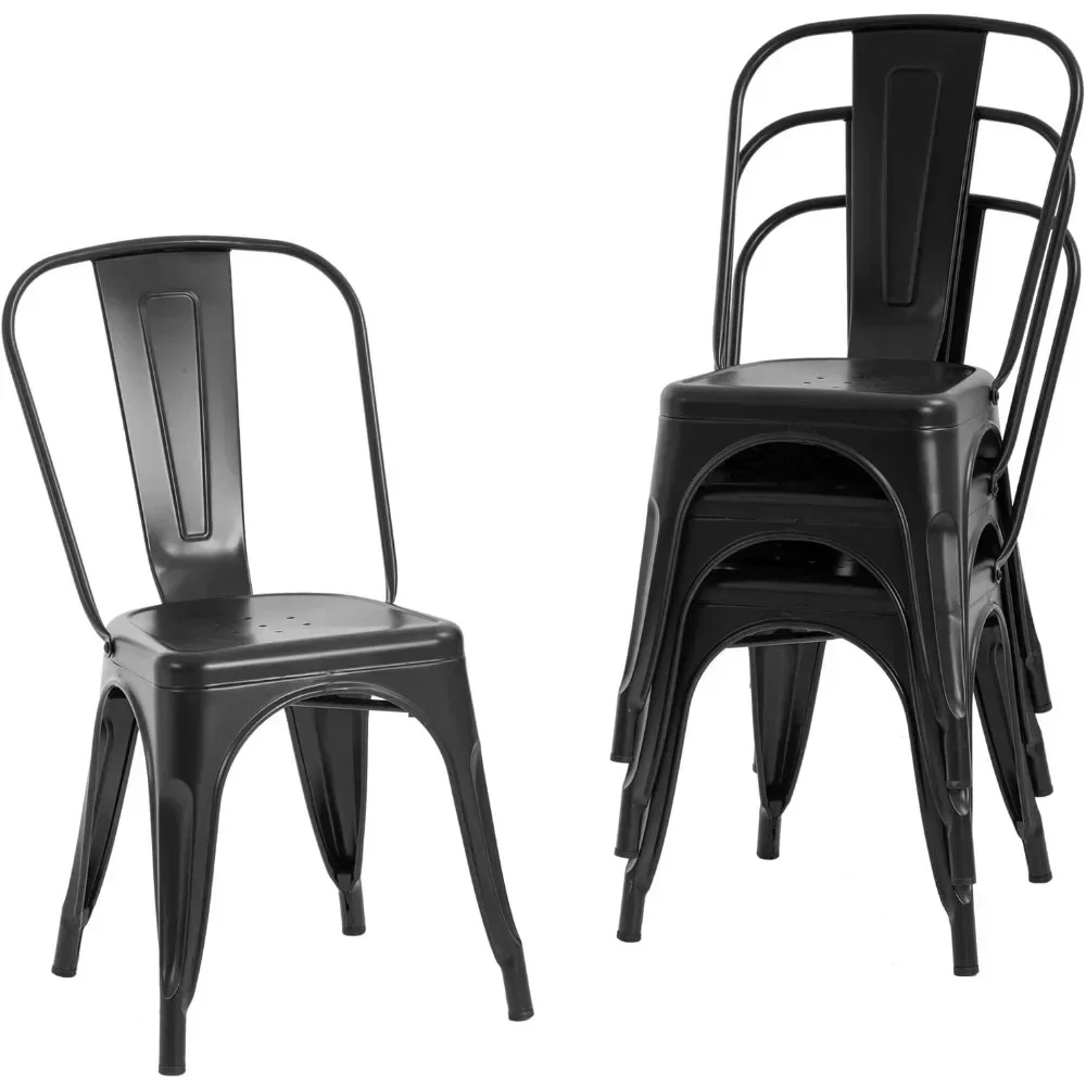 4-piece restaurant dining chair set, 18 inch metal seats stackable, 330LBS load-bearing capacity