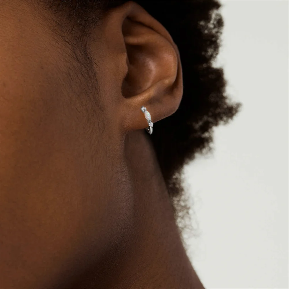 CANNER S925 Sterling Silver Mini Opal Zircon Hoop Earrings dla kobiet Klamra do uszu Drobna biżuteria Prezent Pendientes oorbellen Серьги — zdjęcie 5