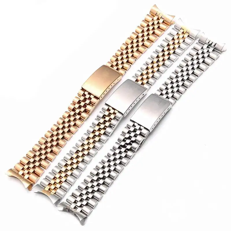 18mm 19mm 20mm 22mm Vintage Jubilee Stainless Steel Universal Curved End Watch Strap Band Bracelet for RLX SKX Watch