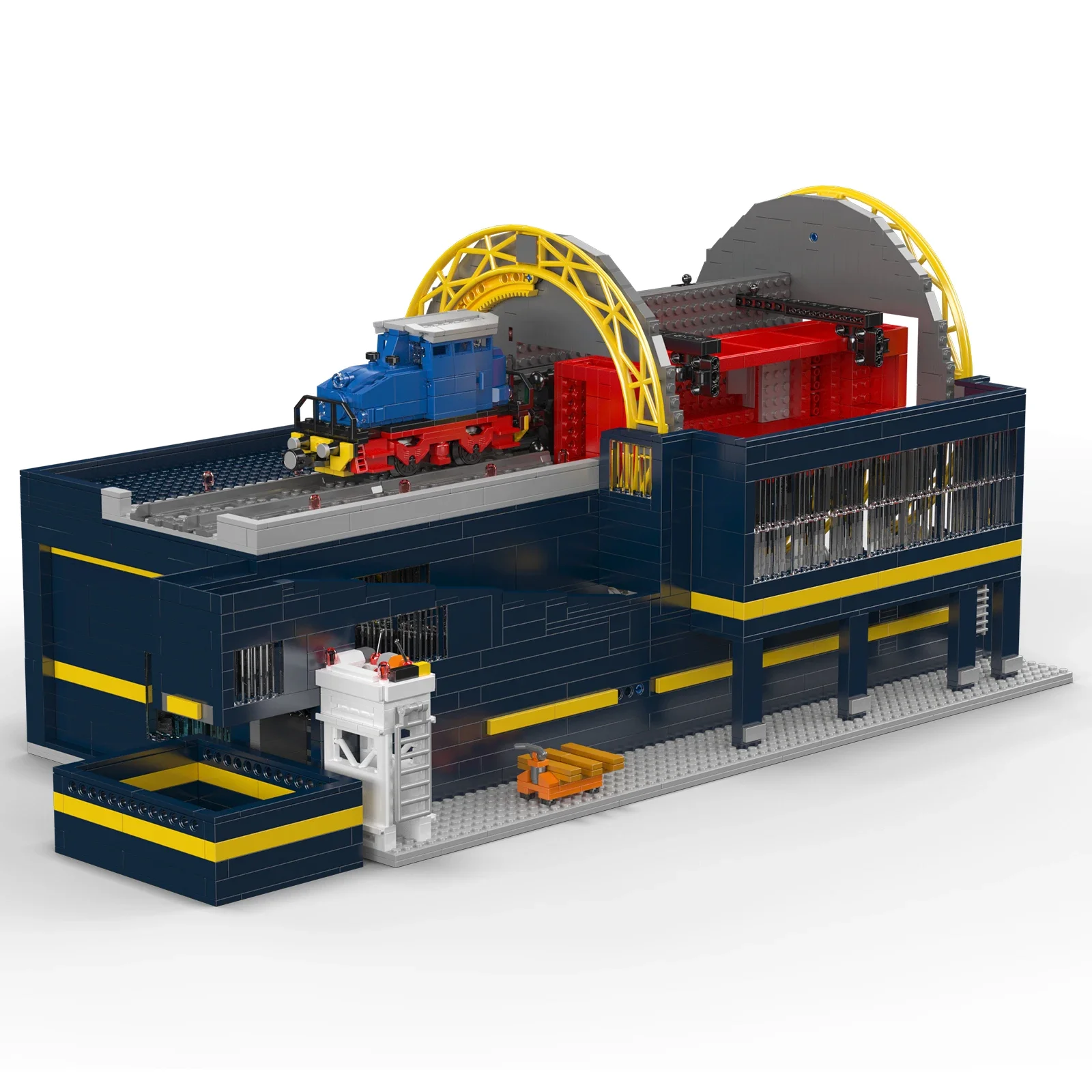 Mold Koning 17094 Spoorweg roterende auto dumper Model Bouwstenen speelgoed MOC Bricks kits Techniek speelgoed voor kind Kerstcadeau