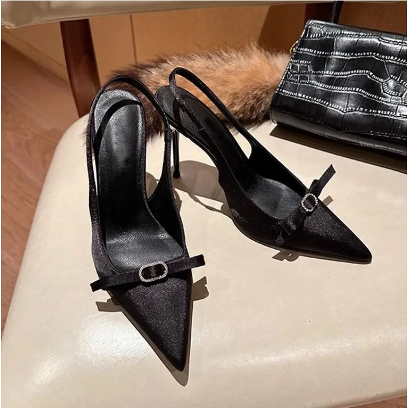 

Women's Shoes 2026 New Slip-on Back Strap Women's Sandals Summer Concise Party Sandals Women Pointed Toe Stiletto Shoes Ladies