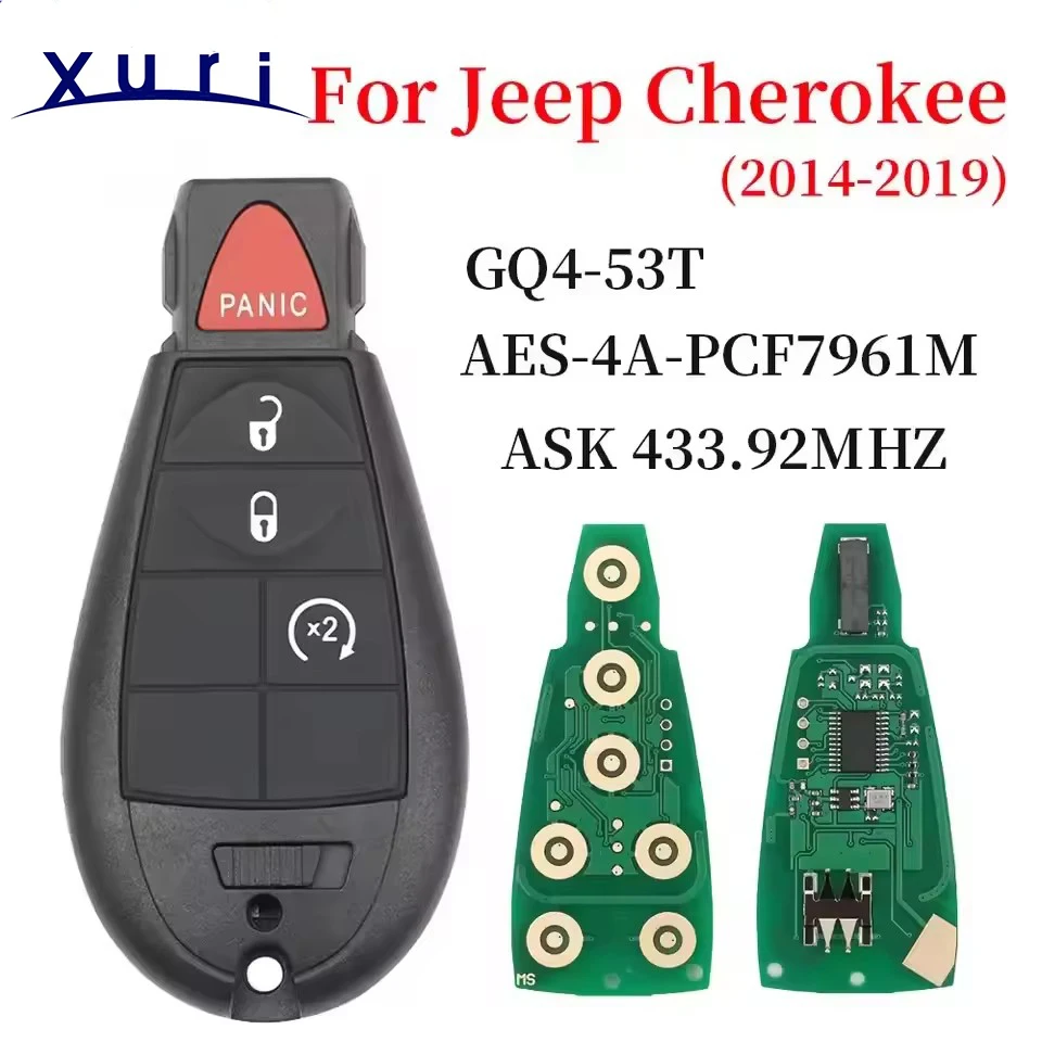 

Xuri GQ4-53T 46 CHIP PCF7961 433 МГц автомобильный дистанционный ключ для Jeep Cherokee Dodge Caravan RAM Chrysler Town & Country